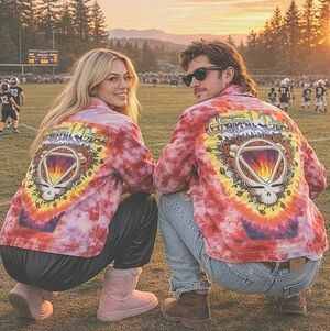 Liquid Blue Grateful Dead Steal Your Space Patch Tie-Dye Denim Chore Coat Jacket